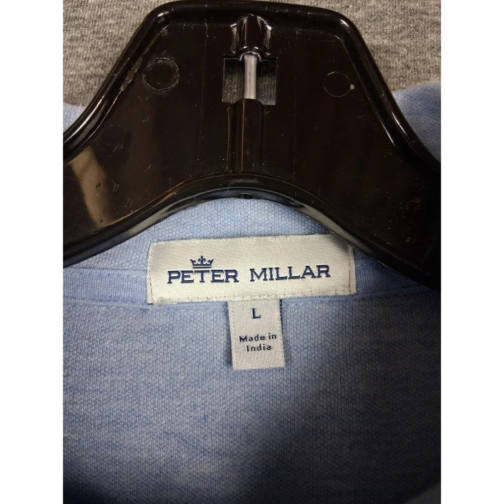 Peter Millar Mens Sweater L Blue 1/4 Zip Crown Crafted Preppy Quiet Luxury Golf